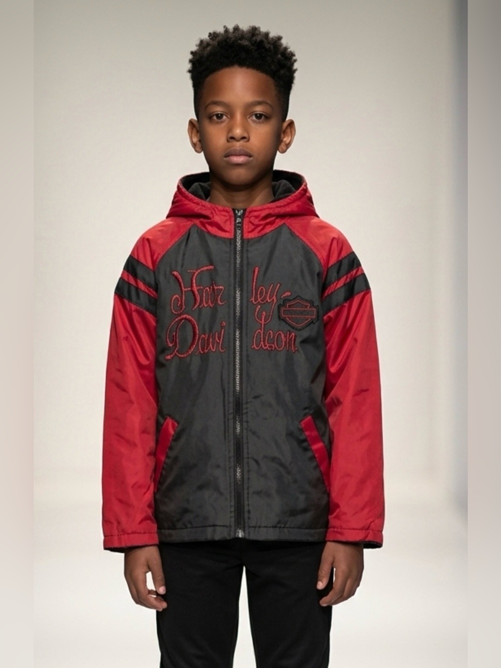 Harley-Davidson Black and Red Zip Jacket Reversible b2